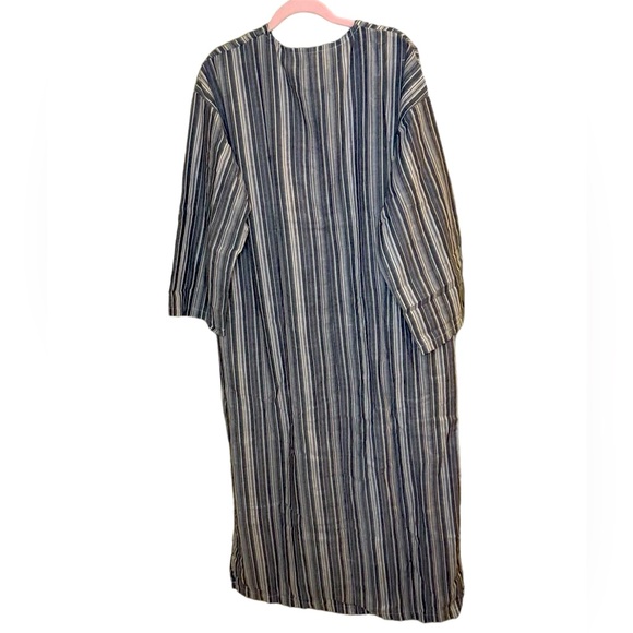 Women’s Plus 3XL Gray Blue Stripe Loungewear/Coverup/Infinity pockets 3/4 sleeve - Picture 6 of 7
